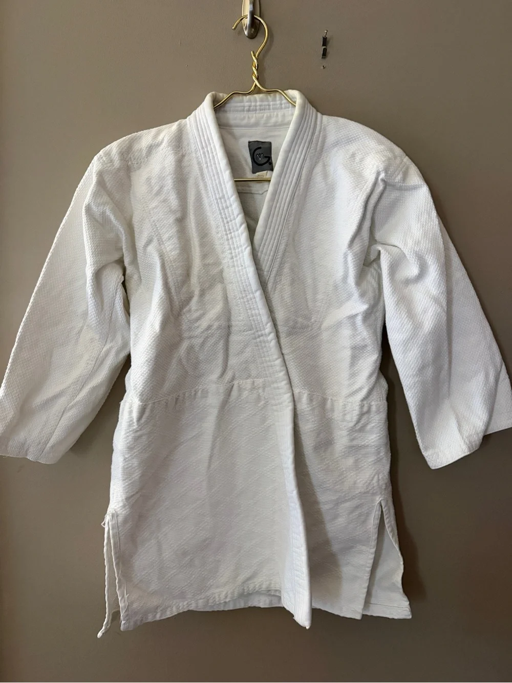 White Martial Arts Gi Jacket with Blue & Yellow Trim -